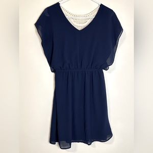 Prevett Navy V-Neck Dress, Size Small